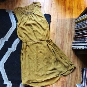 Summery Yellow Crocheted-Back Dress